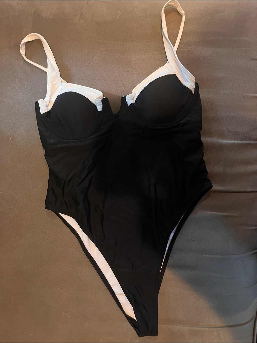 Womens Black and White One-Piece Swimsuit